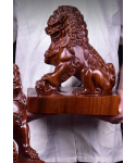 Wood carving Royal Palace lion decoration a pair of lion decoration town house home furnishings wood lion mahogany