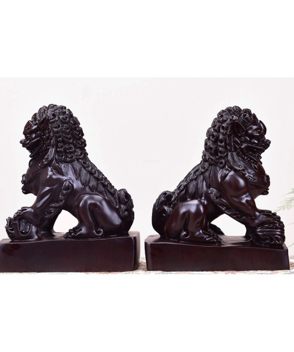 Wood carving King House lion decoration a pair of lion decoration town house home decoration wood lion ebony