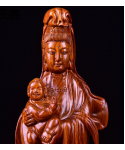 The wood carvings of Guanyin Buddha send son send son temple decoration fine carver household Guanyin Bodhisattva