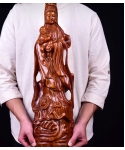 The wood carvings of Guanyin Buddha send son send son temple decoration fine carver household Guanyin Bodhisattva