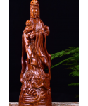 The wood carvings of Guanyin Buddha send son send son temple decoration fine carver household Guanyin Bodhisattva