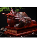 Gift mahogany handicrafts wood carving gold toad ornaments solid wood wealth toad